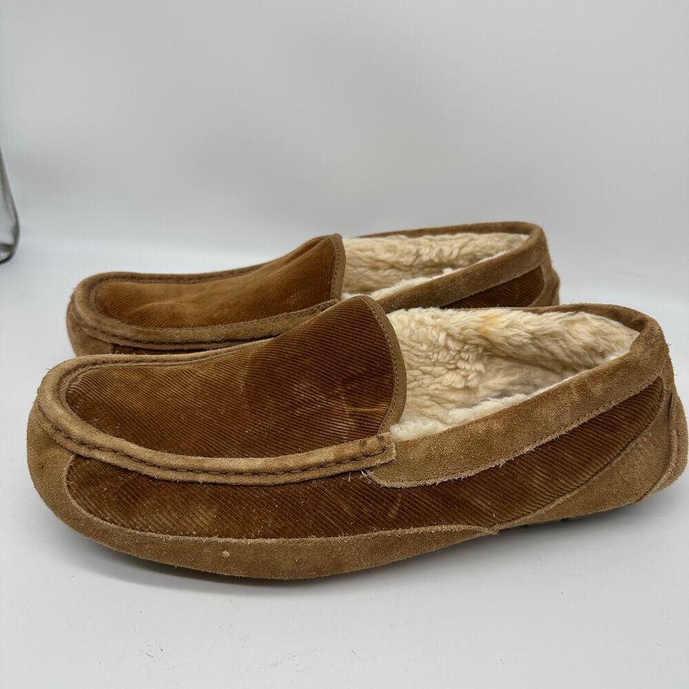 Ugg Ascot Chestnut Brown Corduroy Moccasin Slippers Mens Size 12